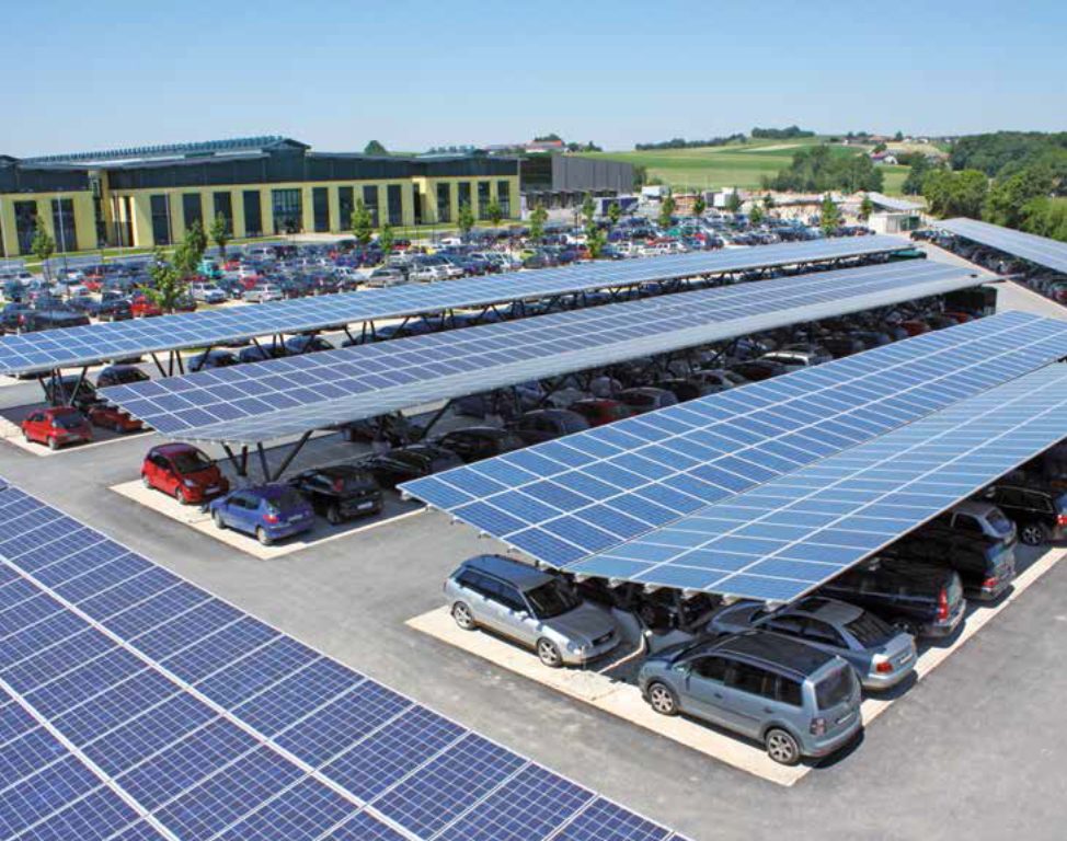 Solar powered car charging park